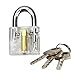 Kyerivs Padlocks Training Set Practice Lock Transparent Lock Crystal Keyed Padlock Cylinder Lock Blade Lock (3Pcs)