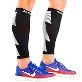 ActiveGear Calf Compression Sleeves for Men and Women to Improve Circulation and Recovery - Black/Gray S/M (One Pair)