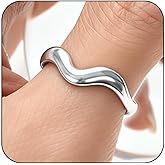 APIUWOXE Gold Thumb Rings for Women Non Tarnish, Chunky Rings for Women Silver Wavy Curve Unique Cool Ring Adjustable Dainty Stainless Steel Christmas Birthday Jewelry Gift