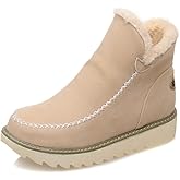 JUUCWOUT Classic Warm Ankle Snow Booties with Fur Lining Winter Women's Waterproof Lightweight Anti Slip Ankle Snow Boots