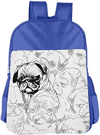 Gibberkid Kid Pug Dog Funny Cute Pattern School Lunch Bag Bookbag Boys/Girls For 4-15 Years Old RoyalBlue