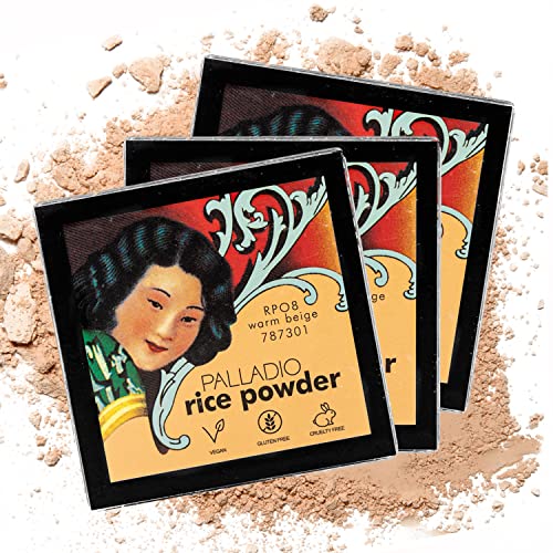 Palladio Rice Powder, Loose Setting Powder, Absorbs Oil, Leaves Face
