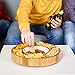 Rotating Appetizer Serving Platter - Taco Tray with Detachable Ceramic Dish - Lazy Susan Сhip and Dip Relish Dish - Bamboo Wood