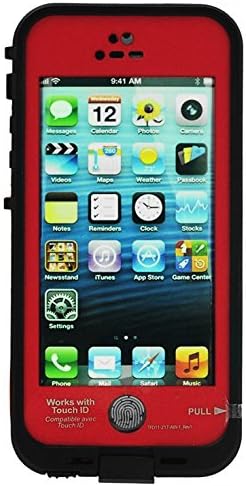 HESGI New Waterproof Dirtproof Snowproof Protection Case Cover for Apple Iphone 5S With Fingerprint Scanner Red
