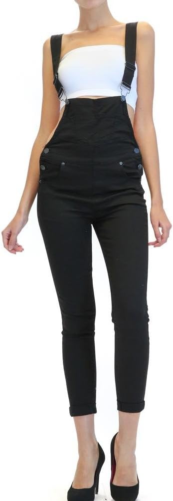 Women's Casual Solid Color Slim Fitted Comfy Stretchy Cotton Skinny Jumpsuit Overalls for Women