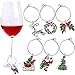 Tatuo 6 Pieces Christmas Glass Charms Theme Party Wine Glass Tags Christmas Wine Rings for Goblet Drink Marker, 6 Styles