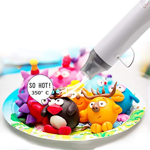 New Heat Gun,mofa Hot Air Gun Tools Shrink Gun with Stand For DIY Embossing And Drying Paint Multi-Purpose Electric Heating Nozzle 300W 110V (White,Gray) - Thumbnail 4