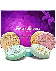 Cleverfy Aromatherapy Shower Steamers - Variety Pack of 6 Shower Bombs with Essential Oils. Purple Set: Lavender, Watermelon, Grapefruit, Menthol & Eucalyptus, Vanilla & Sweet Orange, Peppermint