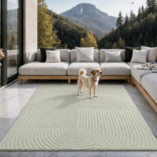 the carpet Santo Plus Outdoor Teppich – Grün, 200 x 280 cm – Wetterfest & Pflegeleicht, Balkon Teppich, Terrasse & Garten, Flachgewebe Indoor & Outdoo