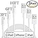 Lightning Cable, KOOWIEN 3Pack 3FT 6FT 10FT 8pin USB Cable Syncing and Charging Cable Cord Charger for Apple iPhone 6/6s/6 plus/6s plus, SE, 7/7plus, iPad Air/Mini/Pro, iPod Nano/Touch (White)