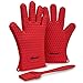 Miusco Heat Resistant Kitchen Silicone Gloves, Basting Brush Set, Red