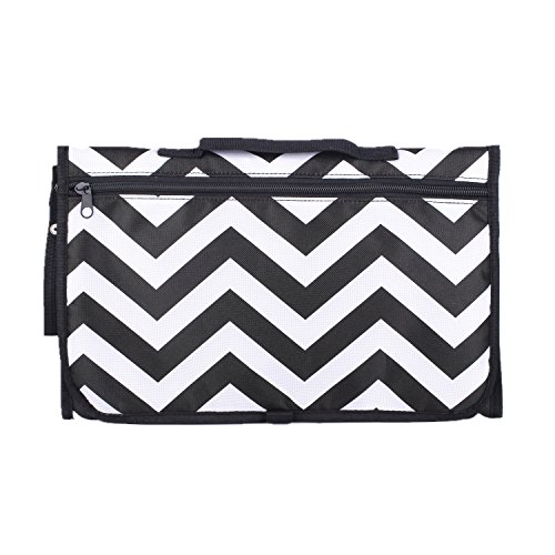 Baby Diaper Changing Pad - Delswin Portable Change Mat Station - Travel Organizer Clutch Kit for Newborns Toddlers Infants Diapering, Head Cushion and 3 Pockets (Black & White)