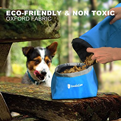 Awakelion Collapsible Dog Bowl Kit, Portable Travel Dog Food Carrier +2