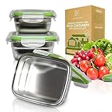 LILYS KITCHEN Set of 3 Stainless Steel Food Containers with Lifetime Leakproof Lids - Food Storage Box, Reusable, Great for Outdoor