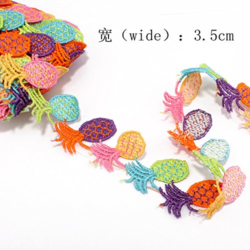 15 Yards Colorful Pineapple Lace Edge Trim Ribbon Edging Trimmings Fabric Embroidery Polyester DIY Lace Applique Sewing Craft Wedding Bridal Dress Embellishment DIY Party Decor Clothes Accessory - Thumbnail 5