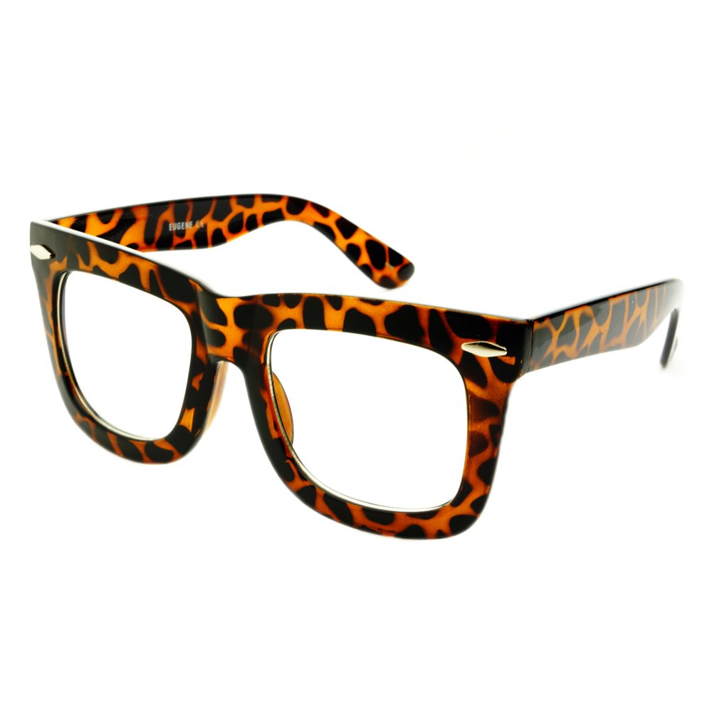 Large Retro Fashion Nerd Geek Style Thick Framed Clear Lens Wayfarer