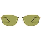 VANLINKER Retro Rectangle Polarized Sunglasses Womens Mens Vintage Metal Frame Fashion Skinny Sunnies VL9876