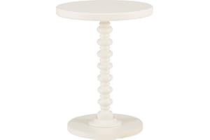Powell Tarkin Round Off White Turned Spindle Pedestal Side Accent Table