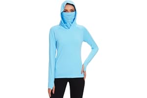 BASSDASH Women’s UPF 50+ Sun Protection Hoodie with Face Mask Neck Gaiter Breathable Long Sleeve Shirt for Hiking Fishing