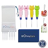Ear Wax Removal Tool for Kids - Toddlers, Infants, Baby and Adult by BonnyEars | 4 Pieces | Earwax Remover Kit with Led Light Cleaner | Ear Pick Spoon Curette Tweezers Cleaning