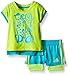 adidas Baby Girls' Top and Short Set, Semi Solar Slime, 24 Months