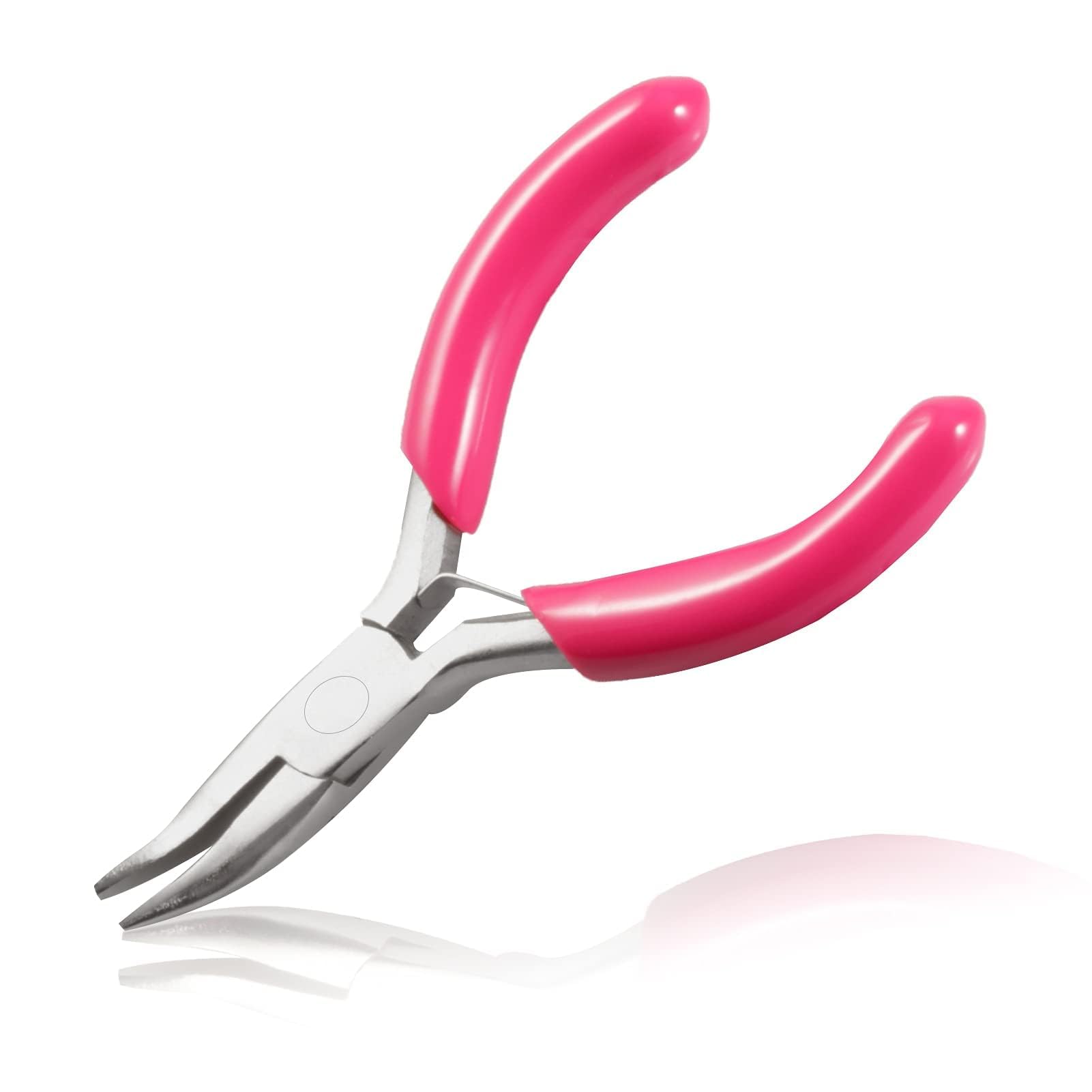 LEONTOOL 3 Inch Mini Bent Nose Pliers for Jewelry Making - Smooth Jaw Small Beading Pliers, Micro Angle Needle Nose for Jewelry Making Supplies