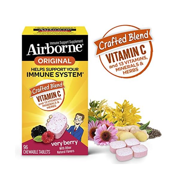 Airborne 1000mg Vitamin C Chewable Tablets with Zinc, Immune Support