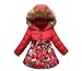 SS&CC Girls' Long Flower Printing Bowknot Winter Coat Hooded Jacket, Most Wished Gift