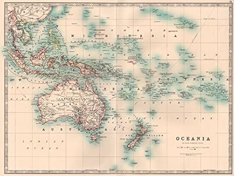 Amazon コロニアル オーセアニア オーストラリア太平洋 ブリティッシュ オランダ フランス アメリカ ジョンストン 1906 古い地図 アンティークマップ ヴィンテージマップ オーストラリアの地図 アートフレーム ポスター オンライン通販