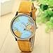 Luweki New Global Travel By Plane Map Women Dress Watch Denim Fabric Band Blue
