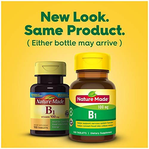 NATURE MADE VITAMIN B1 100 MG, DIETARY SUPPLEMENT FOR ENERGY METABOLISM SUPPORT, 100 TABLETS, 100 DAY SUPPLY