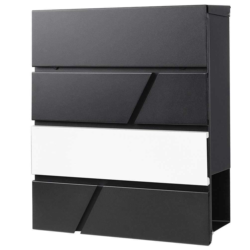 Parrency Metal Letterboxes with Sturdy Key Lock, Wall Mounted Waterproof Post Box with Transparent Cover