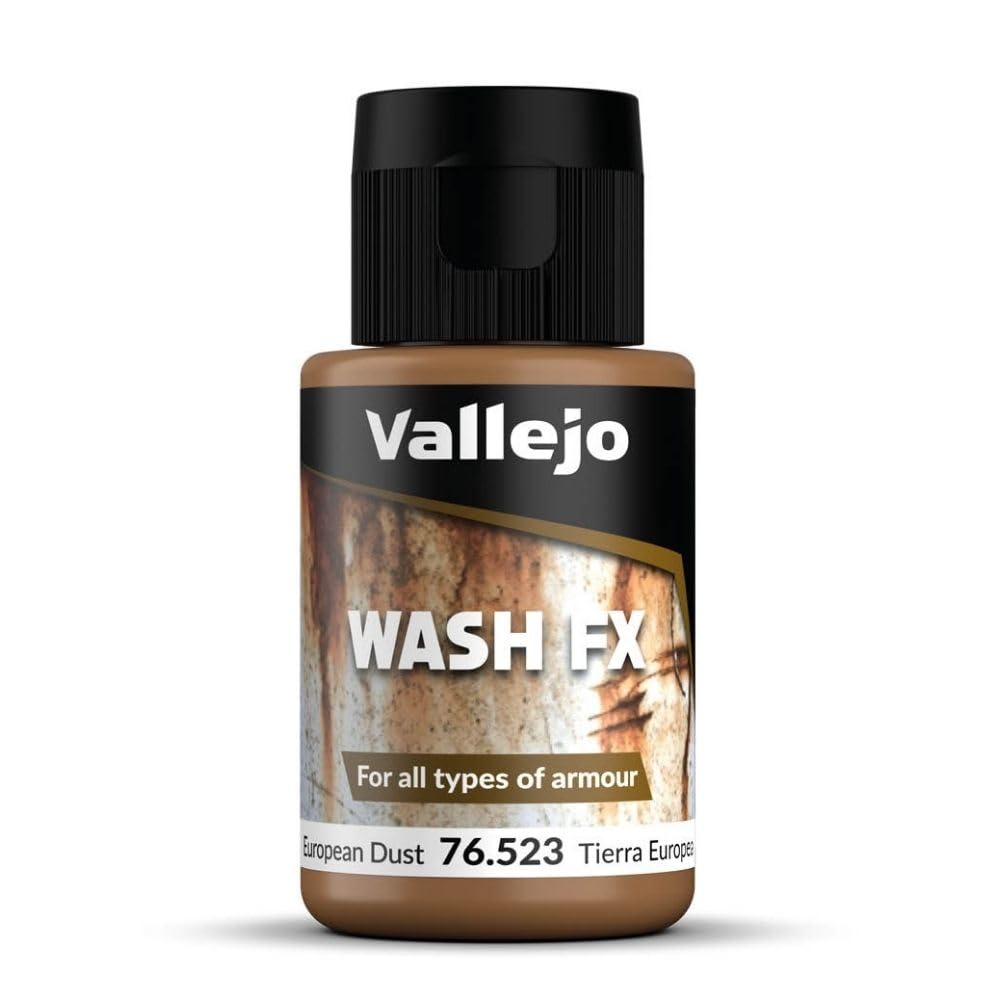 Vallejo Model Wash Acrylic Paint, Earth Color, 35 ml Bottle with Dropper, Water-Based Wash for Shadow and Light Effects on Miniatures and Models