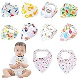 Labebe Hessie Series Baby Bandana Drool Bibs, Unisex 10-pack Absorbent Cotton, Cute Baby Gift for Boys & Girls infant (A-J)