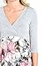 Hello Miz Elbow Sleeve V-Neck Color Block Flower Printed Maternity Nursing Skater Dress (Medium, Grey/Pink)
