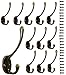 12 Pack Dual Coat Hooks Wall Mounted Metal Hooks Utility Hooks Robe Hook Rustic Double Hooks Coat Hanger and 26 Screws for Coat, Scarf, Bag, Towel, Key, Cap, Cup, Hat (Bronze Color)