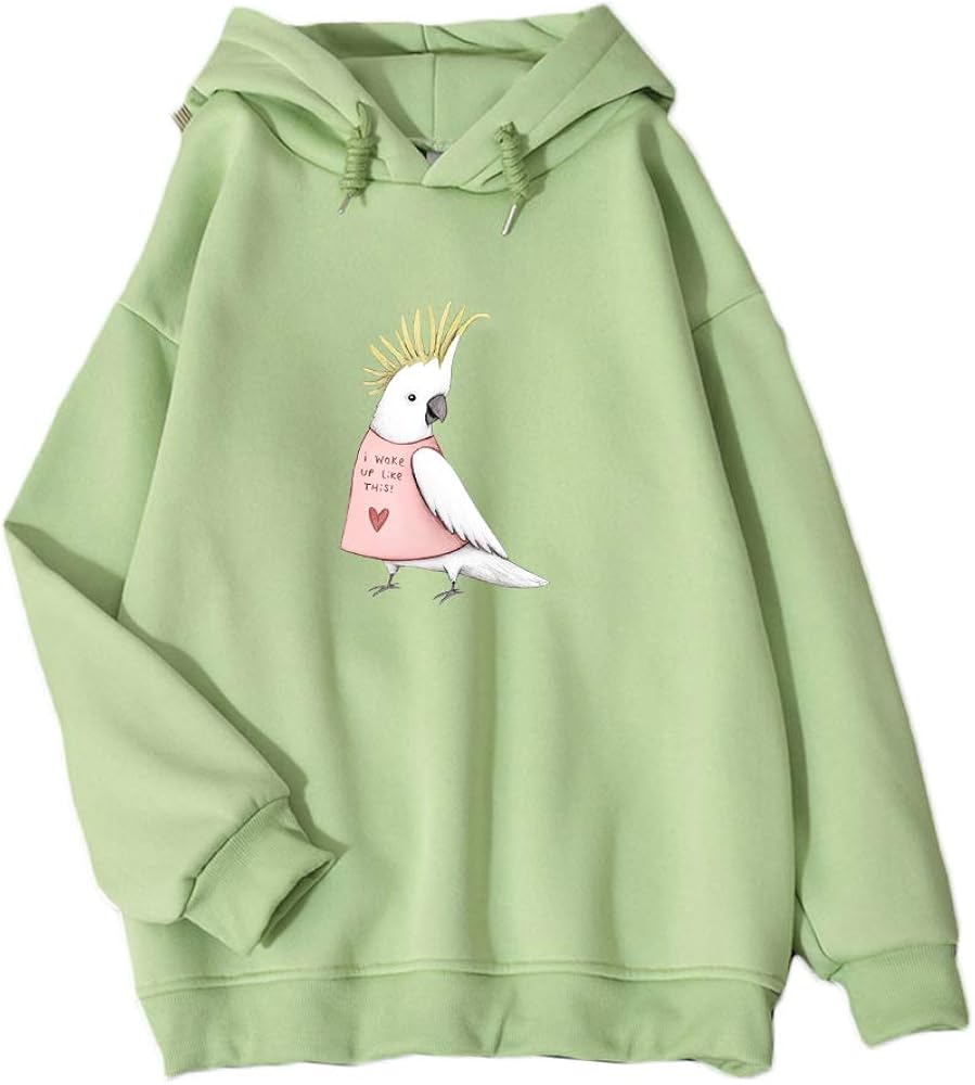 Women Sweatshirts Cute Parrot Graphic Long Sleeve Drawstring Casual Hoodie at Amazon Womenâs 