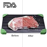 Fast Defrosting Trays Green Silicone Rubber Corner Fastest Thaw Meat or Frozen Food Safely No Need to Use Any Microwave, Hot Water, Electricity