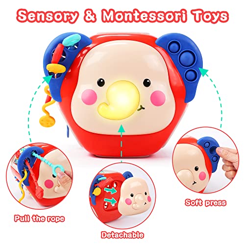 CUTE STONE Baby Activity Cube Toy, Sensory & Montessori Toys for Toddlers, Learning Cube Toys with Music & Lights，Baby Sensory Fine Motor Skills Developmental Toys, First Birthday Gift for Kids