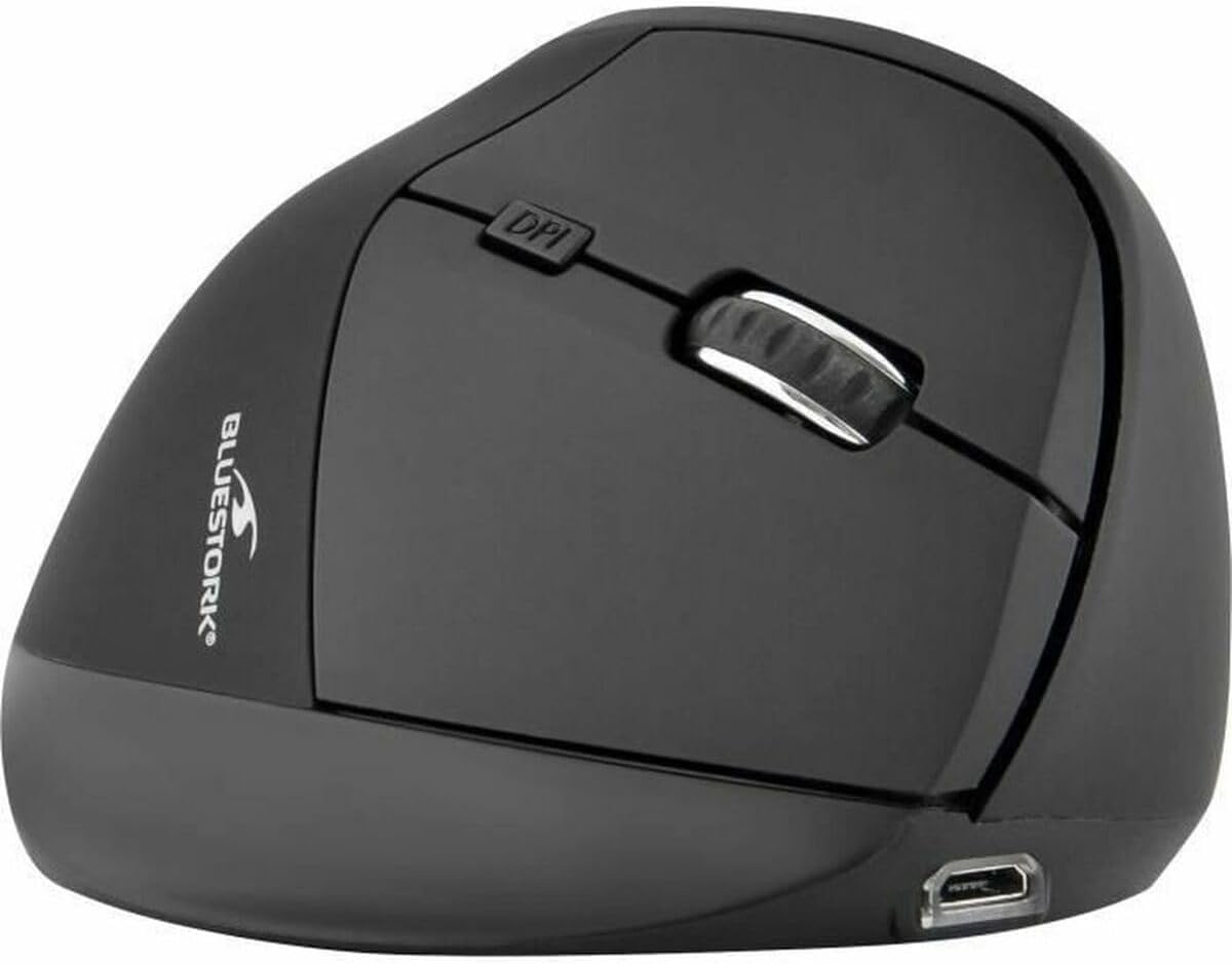 Bluestork Wireless Vertical Mouse, 2.4GHz Wireless Rechargeable Ergonomic Mouse, 400-1200 Dpi, 6 Buttons, Rechargeable PC Compatible, Laptop, Mac - New