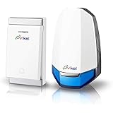 Vikel Wireless Plug-in Doorbell Chime Kit,IP44 Waterproof No Battery Required Push Button and plug-in Receiver, 4 Level Volume, LED Flash Door Bell for mutil use,LED Night Light Feature,White