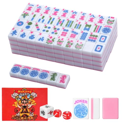 MJDYTYT 1.2-inch Premium Pink American Mahjong Tile Set. Made of Durable and Sturdy Melamine. Perfect for Multiplayer Games, on-the-go Gaming, and Playing with Family and Friends.（Pink）