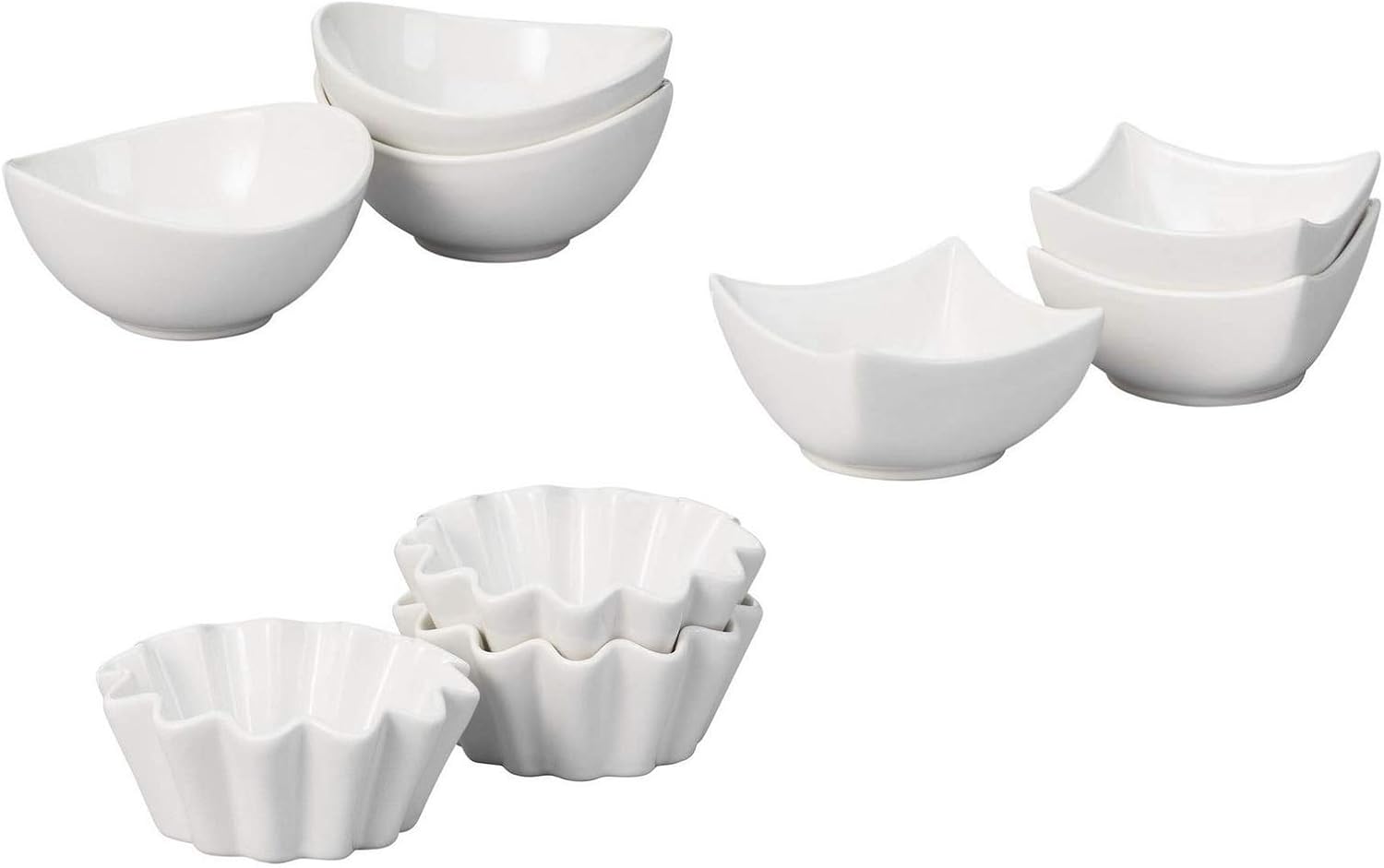 Invero® 9 Piece White Porcelain Tapas Table Snack Serving Dish Bowls