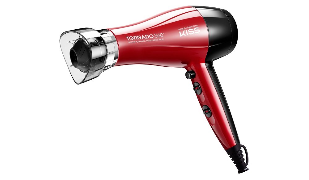 Kiss Products Tornado 360 Hair Dryer, Red