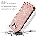 BENTOBEN Galaxy S6 Case, 2 in 1 Luxury Glitter Bling Hybrid Slim Hard PC Cover with Sparkly Shiny Faux Leather Chrome Shockproof Protective Case for Samsung Galaxy S6 G920, Rose Gold
