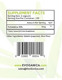 yohimbina HCL (5mg X 120 ct) por evoganica