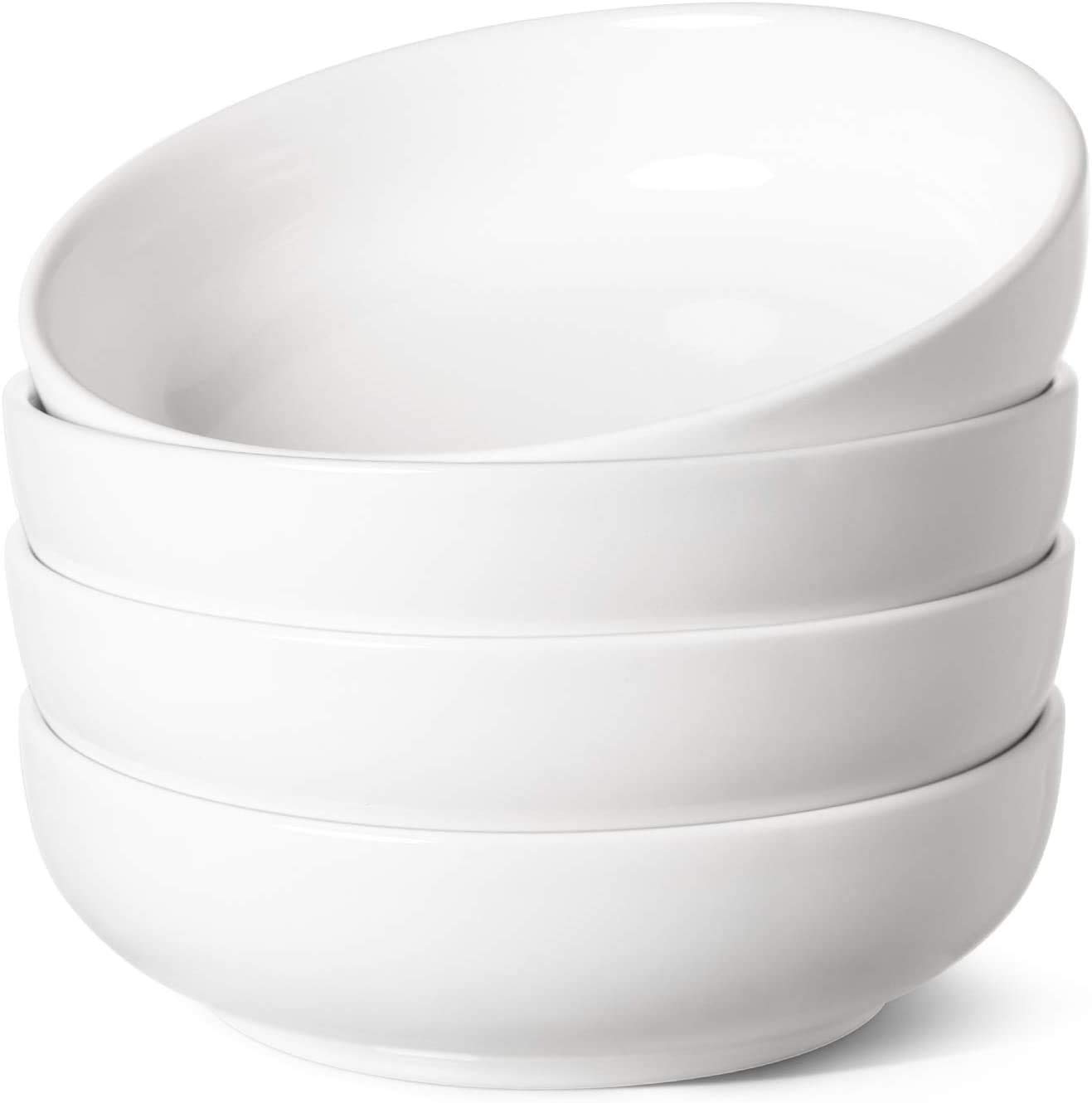 Photo 1 of LE TAUCI Pasta Bowls 32 oz, Salad Bowls Set for Serving Soup, Pasta, Noodle, Dinner, Large Kitchen Bowl Plates, Microwave Safe - 7.8 Inch, Set of 4, White