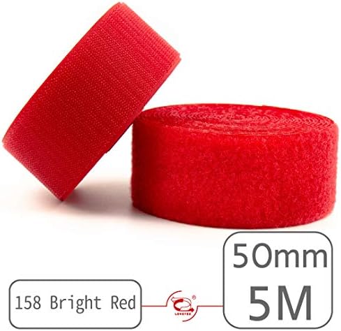 50mm(2") Width 5 Pair Yards Sew-On Hook&Loop Fastener Tape for 12 Colors (#158 Bright Red)
