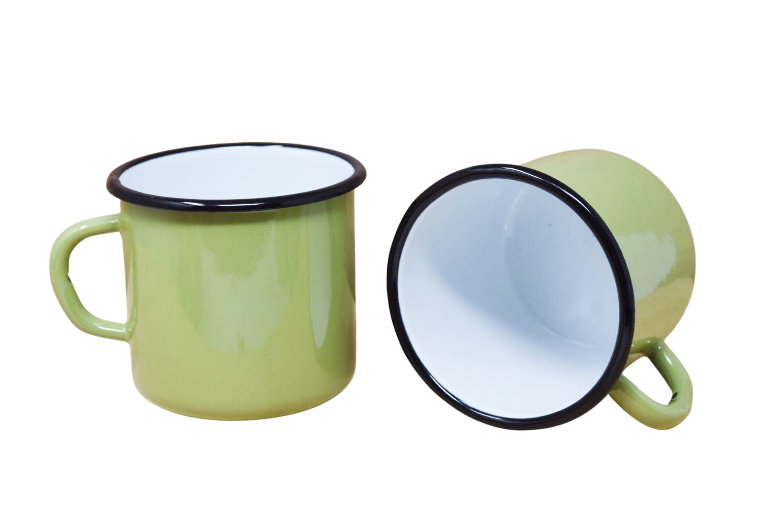 Madacha 2 x 250ml Metal Enamel Mugs Lime Green