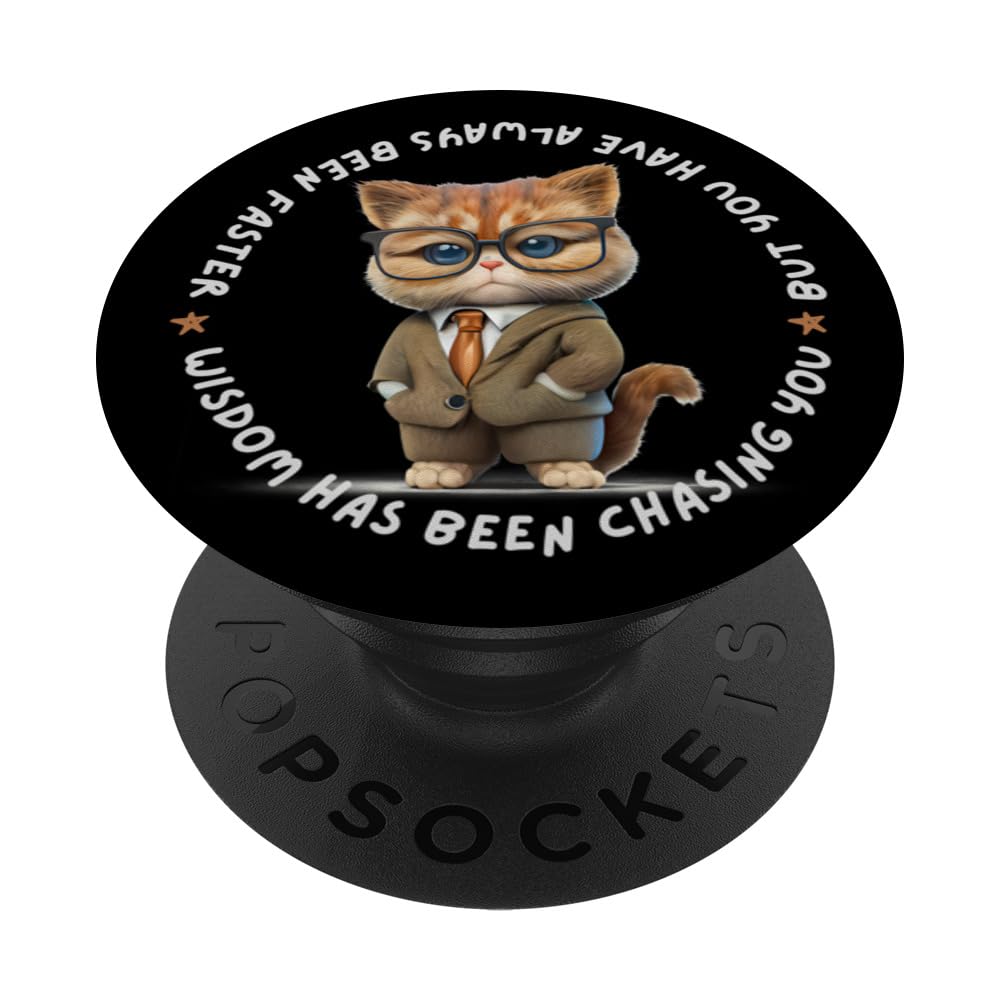 Cat Wisdom Allergic to stupid people, funny stupid people PopSockets Swappable PopGrip